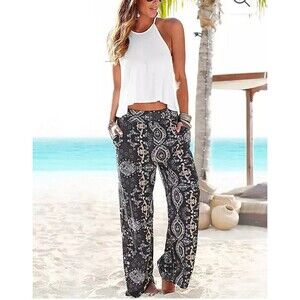 Lascana Boho Palazzo Pant Sz 14 Beach Vacation Resort Cruise